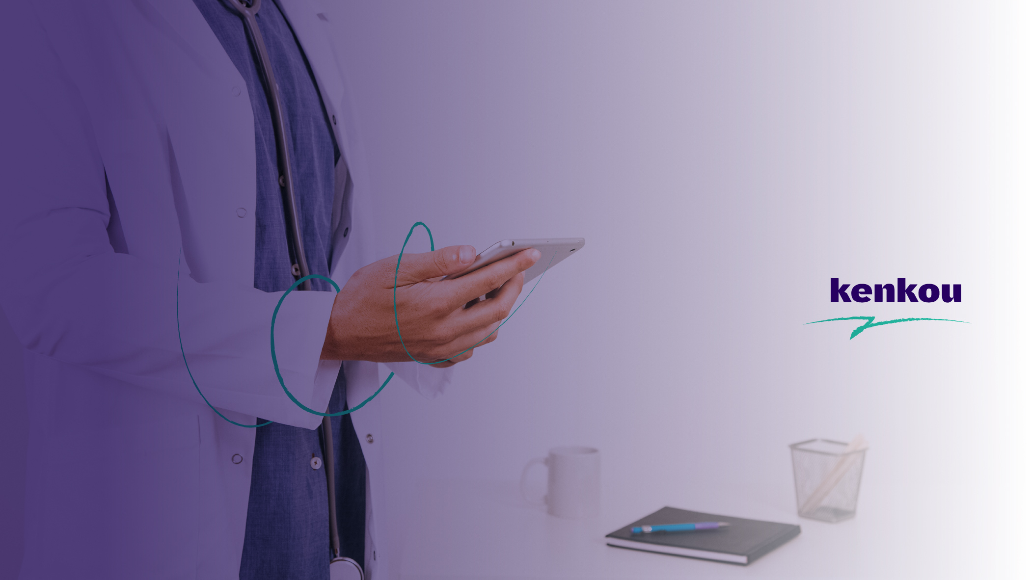 A doctor is holding a smartphone in their hand